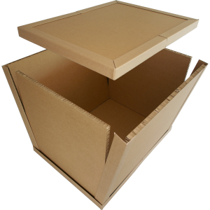 Open paper pallet box with a separate lid.
